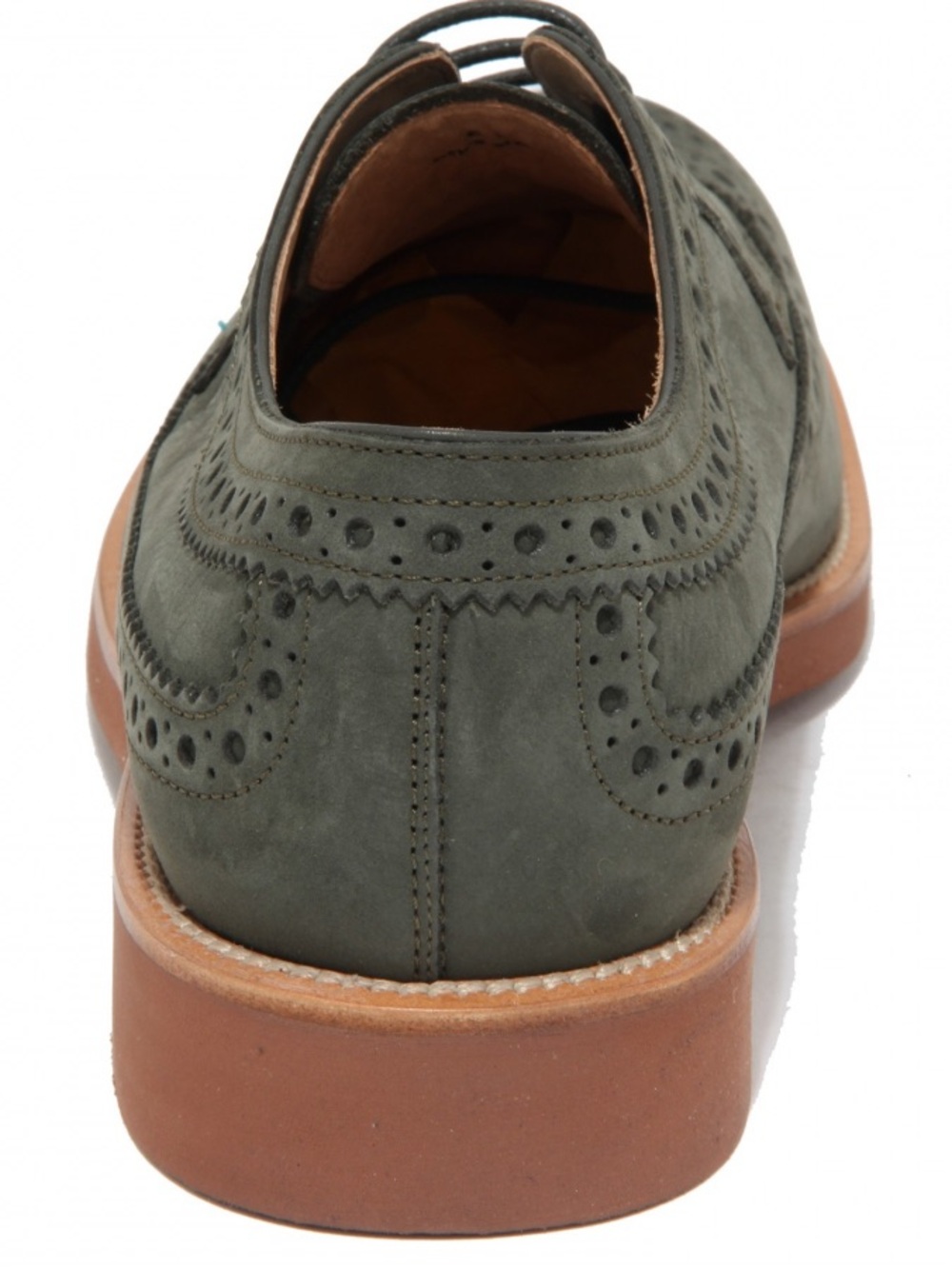 Tod’s Derby Bucature Wing Tip Lace Up Suede Oxfords Sage Green Size 11 - Picture 3 of 16